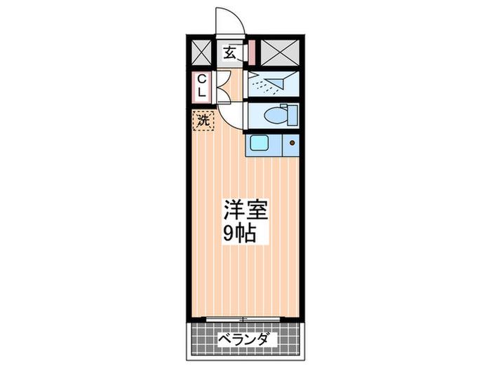 中広ミニモーク(ワンルーム/2階)の間取り写真