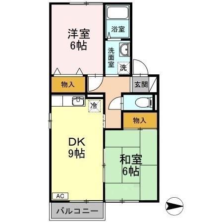 メゾンシャルマン(2DK/2階)の間取り写真