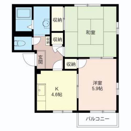 サンモールC(2K/2階)の間取り写真