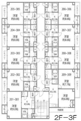 ソリティア桃谷(1K/2階)の間取り写真