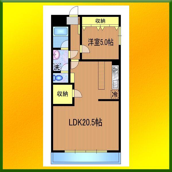 サンロイヤル西原(1LDK/5階)の間取り写真