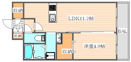 サンヒルズ麦野(1SLDK/1階)の間取り写真