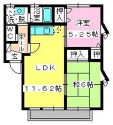シャンポール入部B(2LDK/1階)の間取り写真