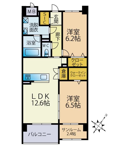ブレス筑紫通北(2SLDK/6階)の間取り写真