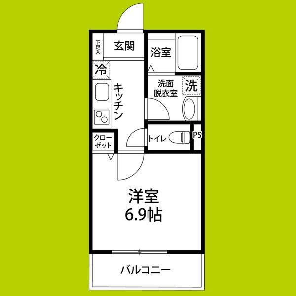 ソレイユII(1K/3階)の間取り写真