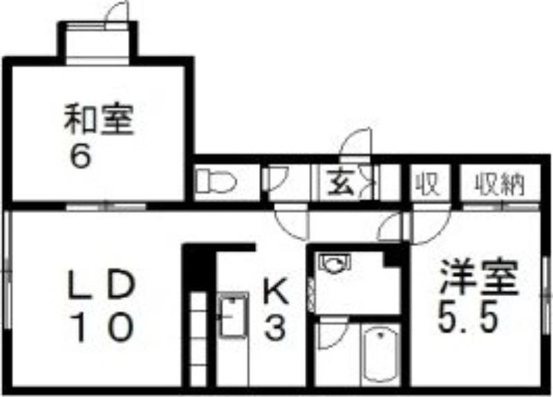 バンブー10(2LDK/2階)の間取り写真