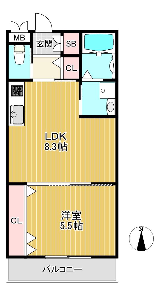 DIAS宮野町(1LDK/1階)の間取り写真