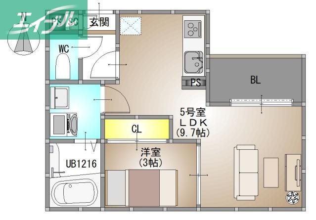 REGALEST 伊島I(1LDK/1階)の間取り写真