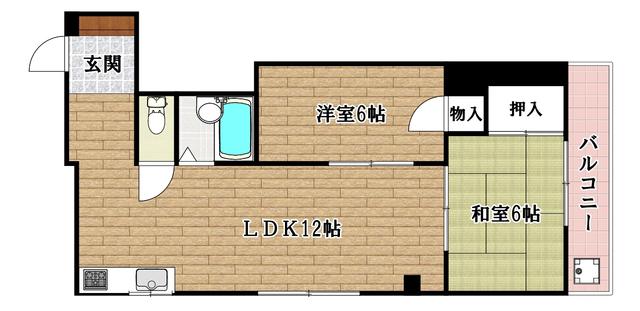 北本マンション(2LDK/2階)の間取り写真