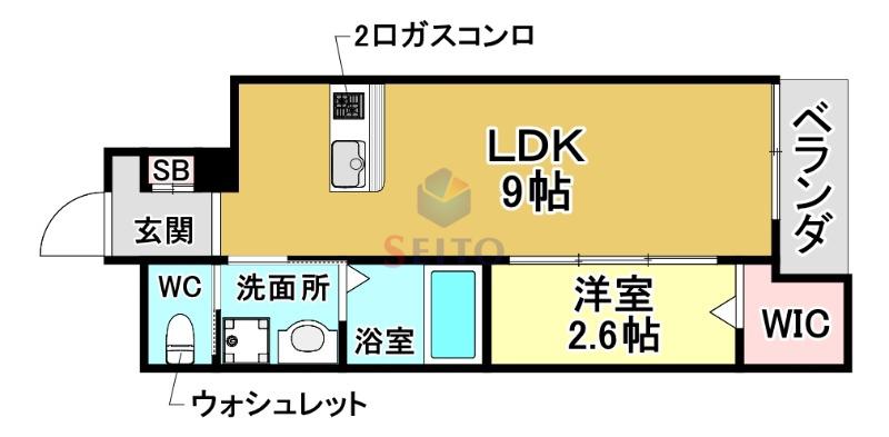 リアコート服部天神(1LDK/3階)の間取り写真