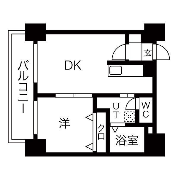 グレイスコート円山北(1LDK/4階)の間取り写真