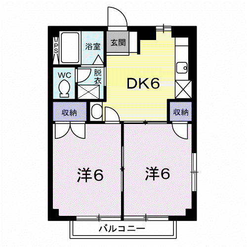 シャルムI セ(2DK/1階)の間取り写真
