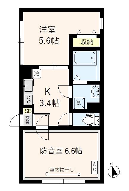 ラシクラス東長崎(2K/B1階)の間取り写真