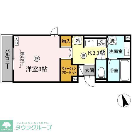 グランドゥール八乙女駅前 II(1K/2階)の間取り写真