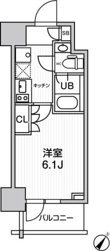 JMFレジデンス北品川(1K/13階)の間取り写真