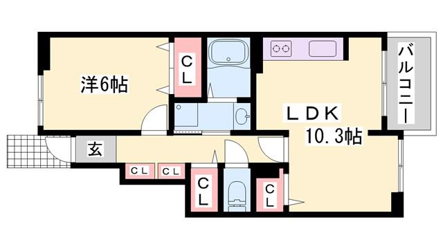 カルムメゾンII(1LDK/1階)の間取り写真