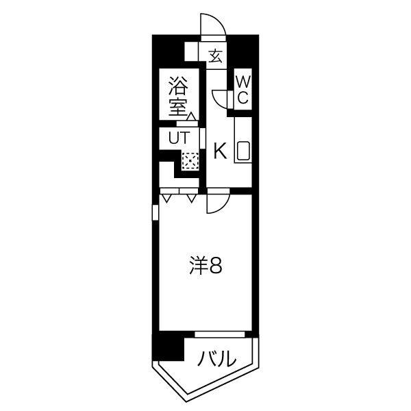 THE BAY FLAT(1K/2階)の間取り写真
