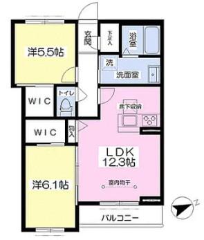 アリスティオ八潮(2LDK/1階)の間取り写真