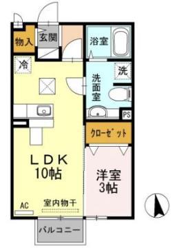 モナリエ・ユキ(1LDK/1階)の間取り写真