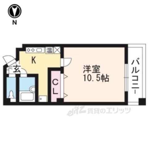 ロフト釜座御池(1K/2階)の間取り写真