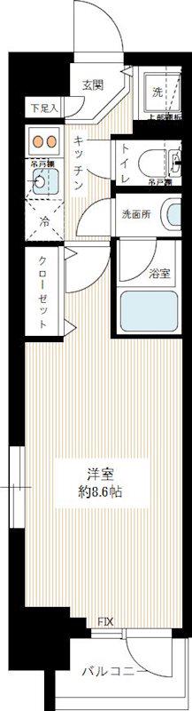 プレディアンスフォート錦糸町HYS(1K/4階)の間取り写真