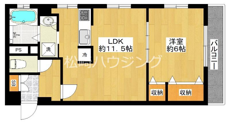 中野坂上ダイヤハイツ(1LDK/5階)の間取り写真
