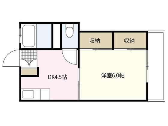 第二若槻ビル(1DK/4階)の間取り写真