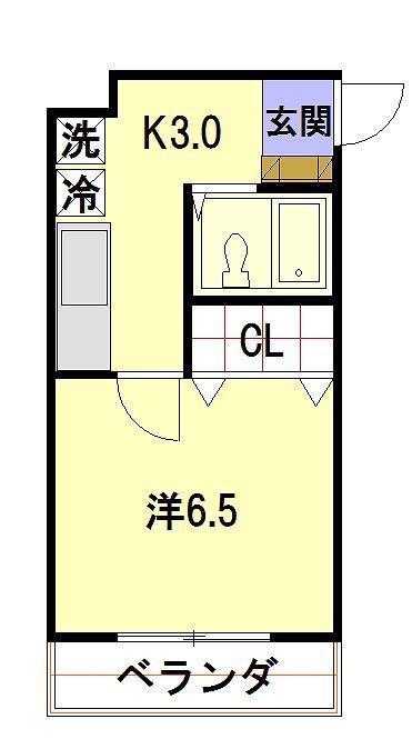 しゃとうDE田川(1K/2階)の間取り写真