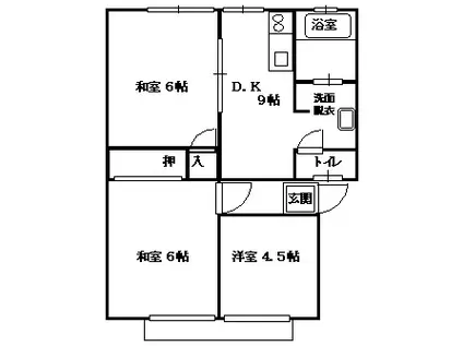 サンライフ横田(3DK/2階)の間取り写真