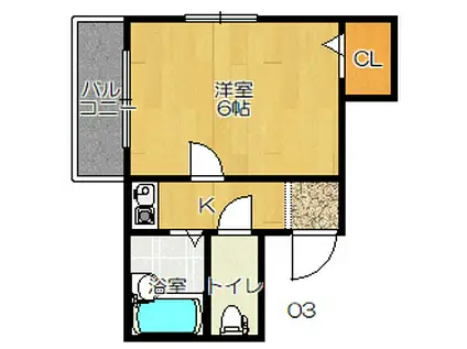 林マンション(ワンルーム/2階)の間取り写真