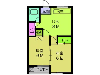 ハイツきだか(2DK/1階)の間取り写真
