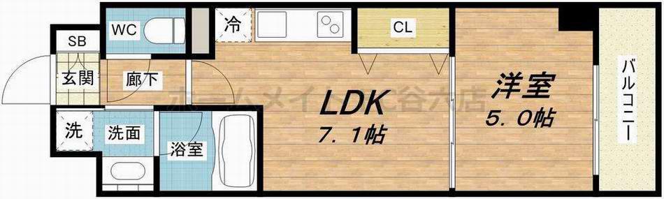 BRAVI南堀江(1DK/10階)の間取り写真
