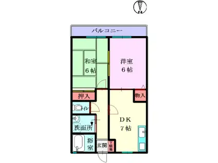 メゾンヒロ(2DK/1階)の間取り写真