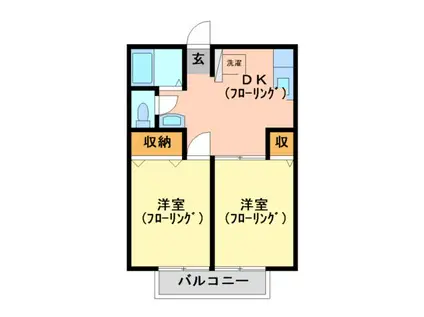 岩田ハイツIII(2DK/2階)の間取り写真