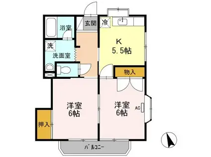 メゾンK V(2K/1階)の間取り写真