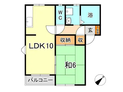 ザックスマンション B(1LDK/1階)の間取り写真