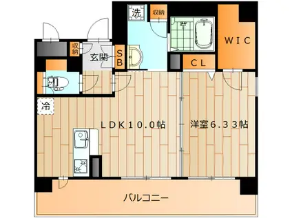 プティシャンブル(1LDK/5階)の間取り写真