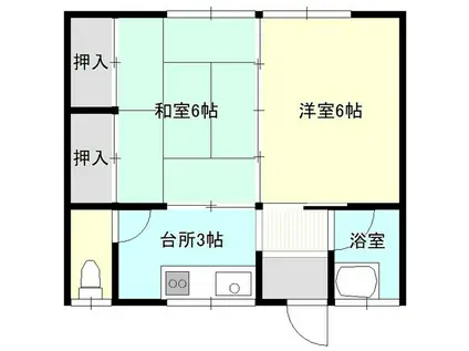 鵜飼荘(2K/1階)の間取り写真