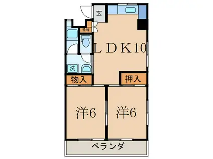 玉川台中島ビル(2LDK/2階)の間取り写真
