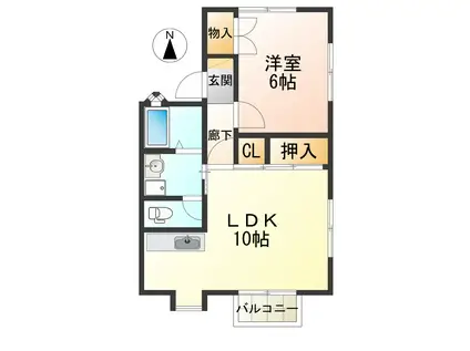 メゾンロイヤルB棟(1LDK/2階)の間取り写真