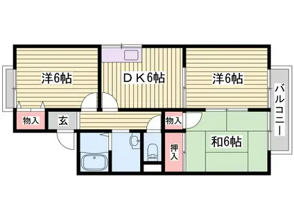 谷口ハイツII(3DK/1階)の間取り写真