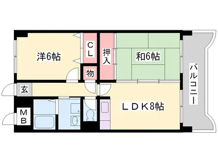 相生中村コーポ(2LDK/3階)の間取り写真