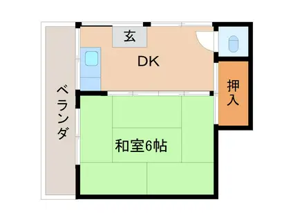 大内荘(1DK/3階)の間取り写真