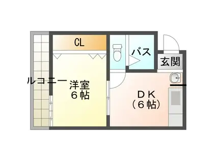 黒田ビル(ワンルーム/3階)の間取り写真
