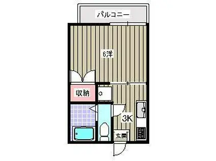 桜山ハイツ(1K/1階)の間取り写真