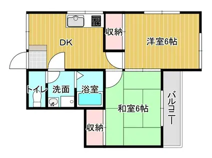 あむーるTOKUHISA(2DK/2階)の間取り写真