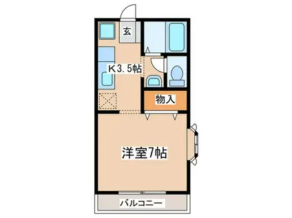 カーサ・うおたみ(1K/1階)の間取り写真
