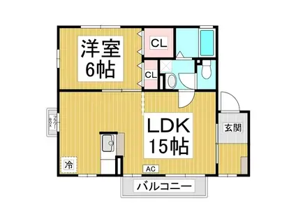 メゾンラフィネ吉田 B棟(1LDK/1階)の間取り写真