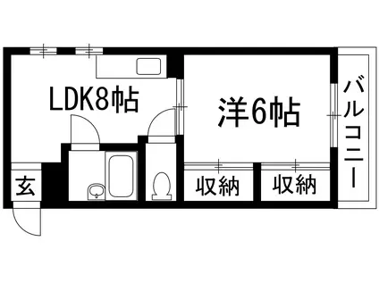 村路マンション(1LDK/2階)の間取り写真