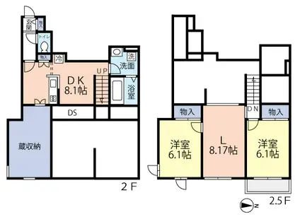 仙台市地下鉄南北線 北四番丁駅 徒歩16分 2階建 築1年(2LDK/2階)の間取り写真